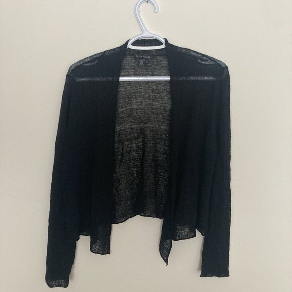 Eileen Fisher Hemp Blend Black Cardigan Bolero Size M - Picture 1 of 7